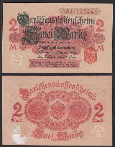 Darlehnskassenschein 2 MARK 1914 Ro 52b   (31211