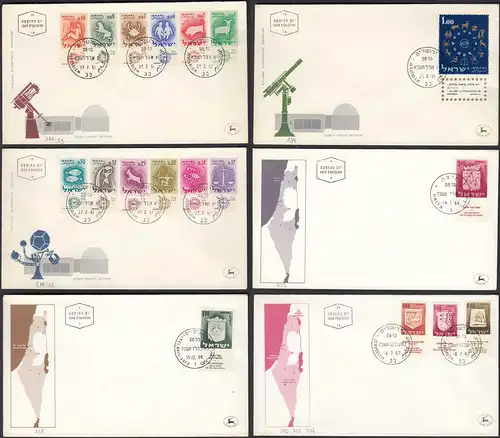 Israel 1961 + 1967 6 Stück FDC Gelegenheit    (30503