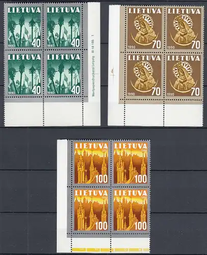 Litauen - Lithuania 1991 Mi 474-76 ** MNH Nationale Symbole ER 4er     (31230