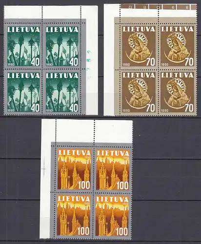 Litauen - Lithuania 1991 Mi 474-76 ** MNH Nationale Symbole ER 4er     (31231
