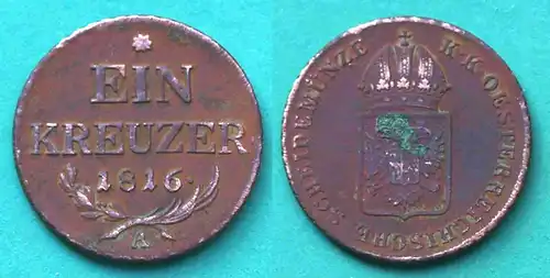 Österreich - Austria 1 Kreuzer Münze 1816 Kaiserreich Haus Habsburg  (22884