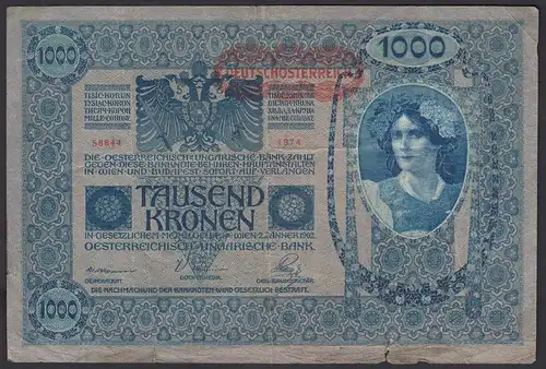 Österreich - Austria 1000 Kronen 1919 (1902) Banknote  Pick 60 gebraucht  (25861