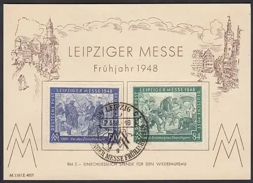  Leipziger Messe 1948 Sonder-Karte Mi. 967-68 Satz mit SST Ersttag   (27216