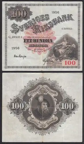 Schweden - Sweden - Sveriges 100 Kronor 1956 Pick 45b F (4)   (31159