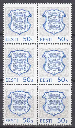 Estland - Estonia 1993/5 Mi. 205 postfr. ** MNH 6er Block    (31224