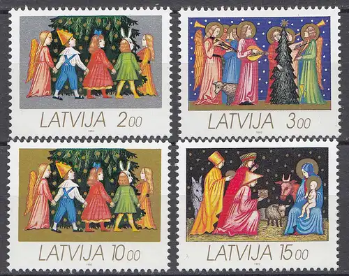 Lettland - Latvia 1992 Mi. 344-347 postfr.** MNH Weihnachten Christmas  (31234
