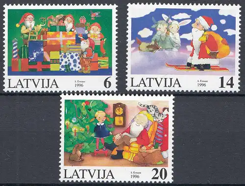 Lettland - Latvia 1996 Mi. 444-446 postfr.** MNH Weihnachten Christmas  (31232