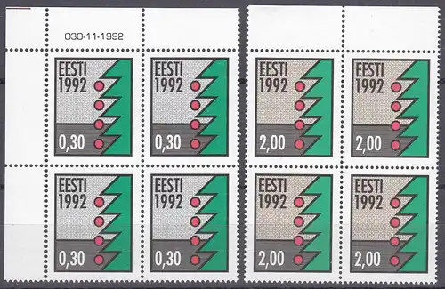 Estland - Estonia 1992 Mi. 195-196 X postfr. ** MNH 4er Block    (31238