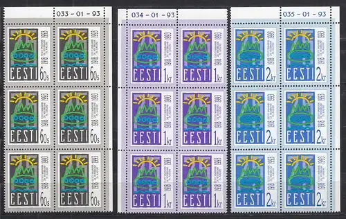 Estland - Estonia 1993 Mi. 200-02 postfr. ** MNH 6er Block 75 J.Republik  (31243