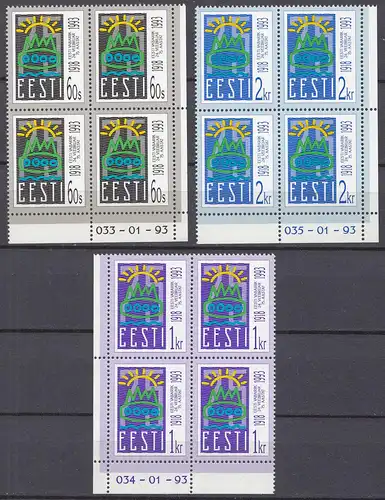 Estland - Estonia 1993 Mi. 200-02 postfr. ** MNH 4er Block 75 J.Republik  (31244