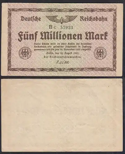 Reichsbahn Berlin 5 Million Mark 1923 Serie Bc    (31207