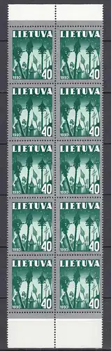 Litauen - Lithuania Mi 474 Block of 10 ** MNH Nationale Symbole   (31254