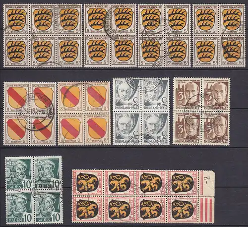 Französische Zone kleines Briefmarken Lot 4er Blocks etc    (3982