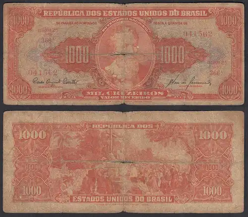 Brasilien - Brazil 1000 Cruzados 1960 sig. 8 Pick 165 G (6) sehr selten  (31029