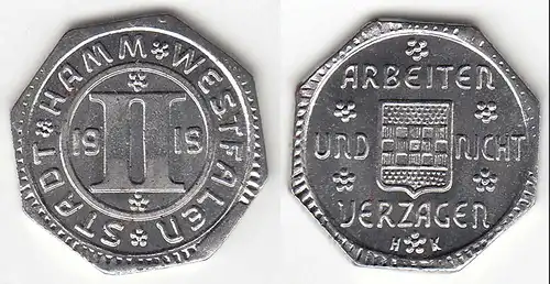 Hamm Notgeld Westfalen 2 Pfennig 1919 Eisen bankfrisch Funck 191.11 RAR   (31293