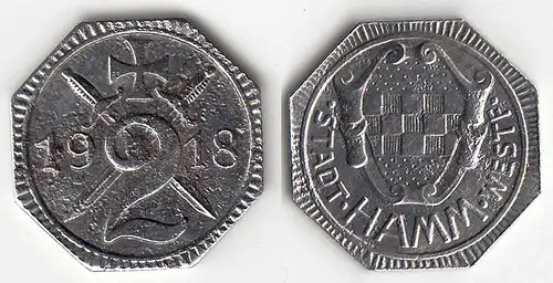 Hamm Notgeld Westfalen 2 Pfennig 1918 Eisen Funck 191.7     (31299
