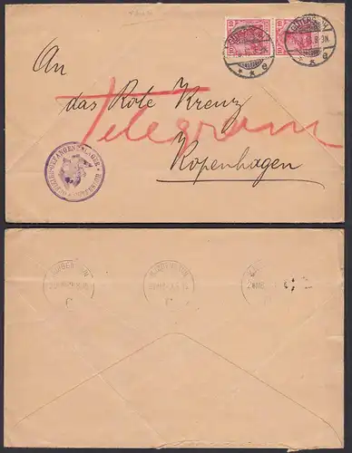 Gütersloh 1916 Brief vom Offizier-Gefangenenlager nach Kopenhagen    (30506