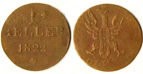 Frankfurt Altdeutsche Staaten 1 Heller 1822    (r1199