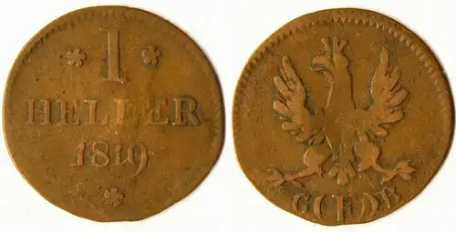 Frankfurt Altdeutsche Staaten 1 Heller 1819    (r1198