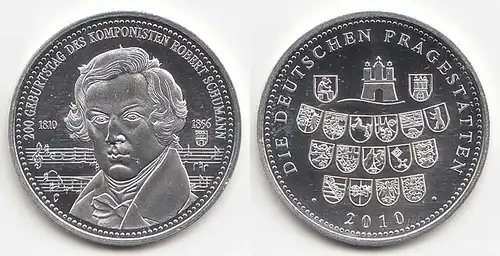 Medaille Komponist Robert Schumann - RS Deutsche Prägestätten Ø 32 mm Gew 10,5 g