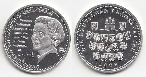 Medaille Marion Gräfin Dönhoff - RS Deutsche Prägestätten Ø 32 mm Gew 10,5 g