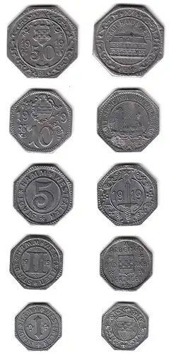 1 - 50 Pfennig 1919 Eisen Hamm Westfalen Notgeld seltener Satz  (31329