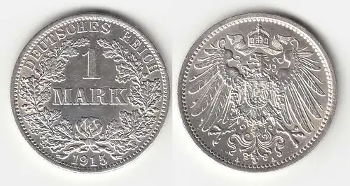 1 Mark Jaeger 17 Silber Münze großer Adler 1915 A Kaiserreich    (31397