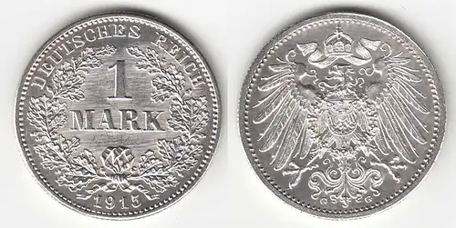 1 Mark Jaeger 17 Silber Münze großer Adler 1915 G Kaiserreich    (31403