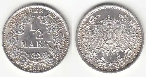 1/2 Mark Kaiserreich EMPIRE 1915 A Silber Jäger 16    (31414