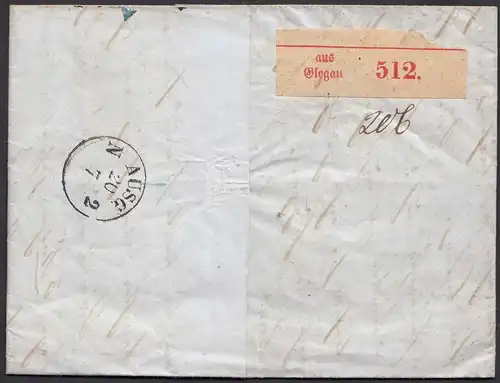 Schlesien 1859 GLOGAU R2 Paketbegleitbrief nach FRIEDBERG Schl.   (28682