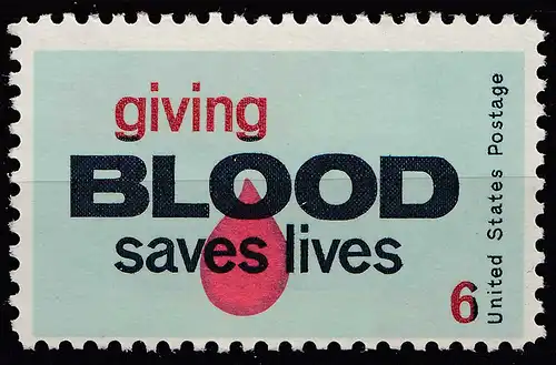 USA 1971 Mi.1027 Blutspenden rettet Leben- Blood donation saves lives 6 C ** MNH
