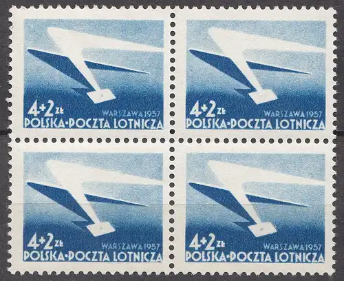 Polen – Poland 1957 Mi. 1004 – 4er Block 7.Nat.Briefmarken Ausstellung ** MNH