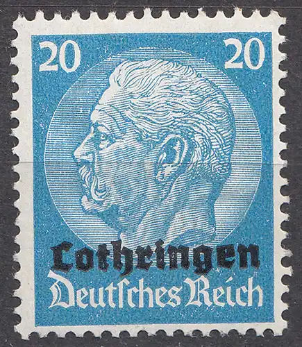 Deutsche Besetzung Lothringen 1940 Mi. 9 - 20 Pfennig ** MNH   (70041