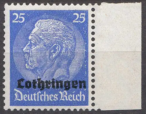 Deutsche Besetzung Lothringen 1940 Mi. 10 - 25 Pfennig ** MNH   (70042