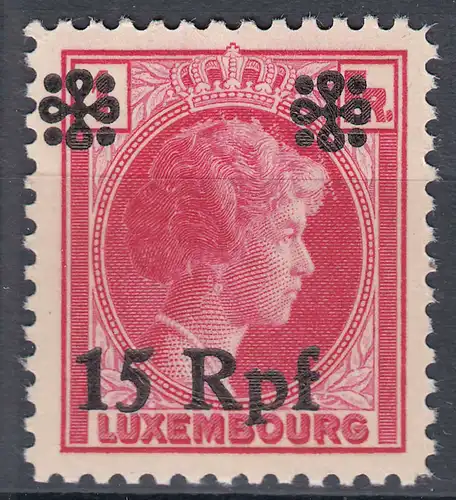 Deutsche Besetzung Luxemburg 15 Rpf. auf 1 Fr. 1940 Mi. 24 ** MNH   (70070
