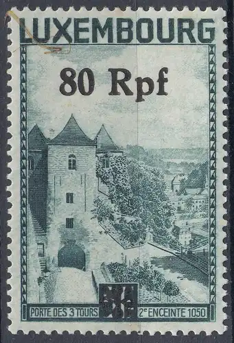 Deutsche Besetzung Luxemburg 80 Rpf. auf 5 Fr. 1940 Mi. 31 ** MNH    (70077