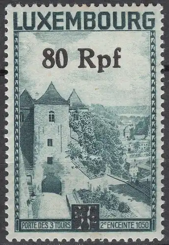 Deutsche Besetzung Luxemburg 80 Rpf. auf 5 Fr. 1940 Mi. 31 gest. used    (70079