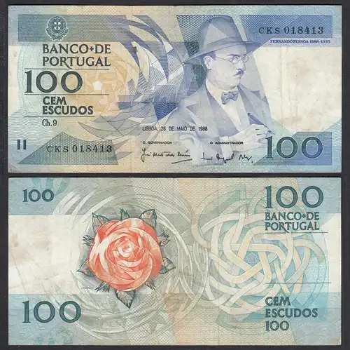 Portugal - 100 Escudos Banknote 26.5.1988 Pick 179e VF (3)    (27736