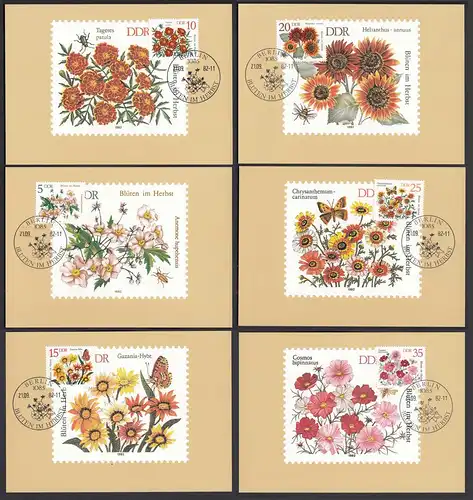 DDR 1982 Maximumkarten Mi.2737-42 Herbst-Blumen Satz   (25960
