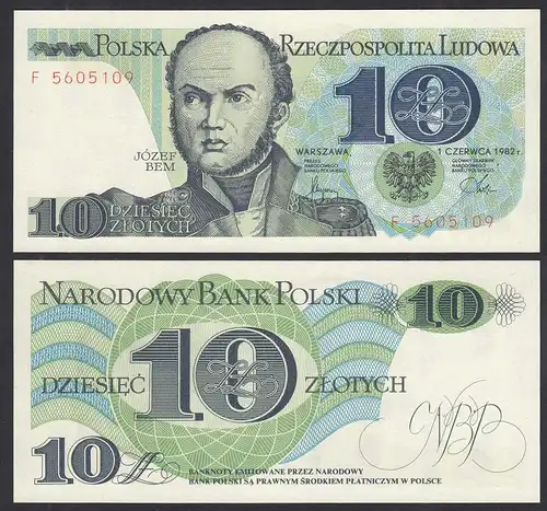 Polen - Poland 10 Zlotty Banknote 1982 Pick 148a UNC (1)  (31059