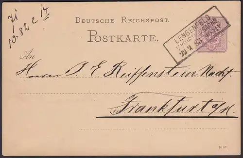 1883 LENGENFELD I/VOIGTL. I/SACHS. R3 5 Pfg Ganzsachenkarte n FRANKFURT   (31482