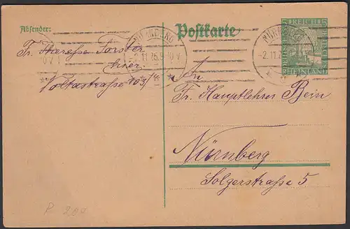 Deutsches Reich Postkarte-Ganzsache P204 gebraucht 1925  (25788