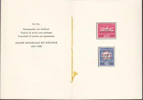 Schweiz Ämter Dienstmarken postfrisch  ANNE MONDIALE DU REFUGIE 20 + 50  (23778