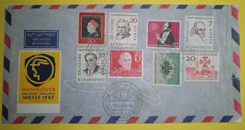 Hannover Messe 1959  Umschlag mit SST und Label    (85023