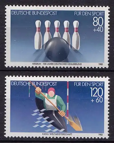 Germany BRD 1985 Mi 1238-39 ** MNH Sporthilfe Kegeln + Kanu   (70084