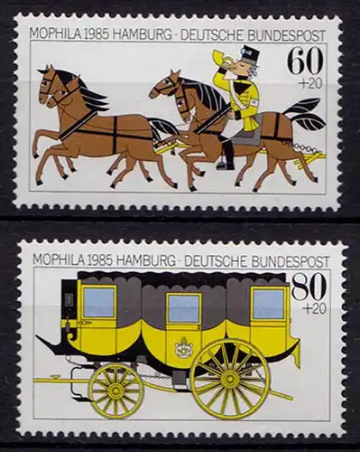 Germany BRD 1985 Mi 1255-56 ** MNH Postillion Zugpferde Postkutsche   (70086