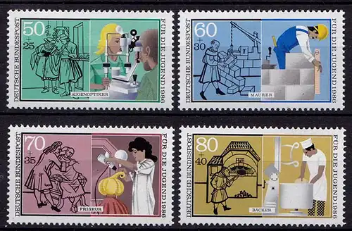 Germany BRD 1986 Mi 1274-77 ** MNH Handwerksberufe - Handicraft professions