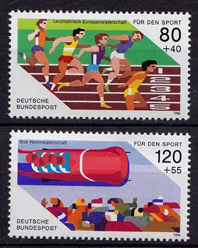 Germany BRD 1986 Mi 1269-70 ** MNH Leichtathletik + BOB-WM - Athletics + BOB