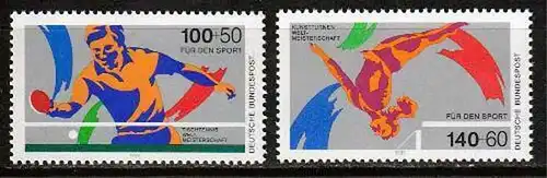 Germany BRD 1989 Mi 1408-09 ** MNH Tischtennis Kunstturnen    (70098