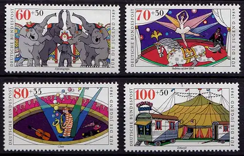 Germany BRD 1989 Mi 1411-14 ** MNH Zirkus – Circus   (70099